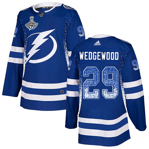 Adidas Tampa Bay Lightning Men #29 Scott Wedgewood Blue Home Authentic Drift Fashion 2020 Stanley Cup Champions Stitched NHL Jersey